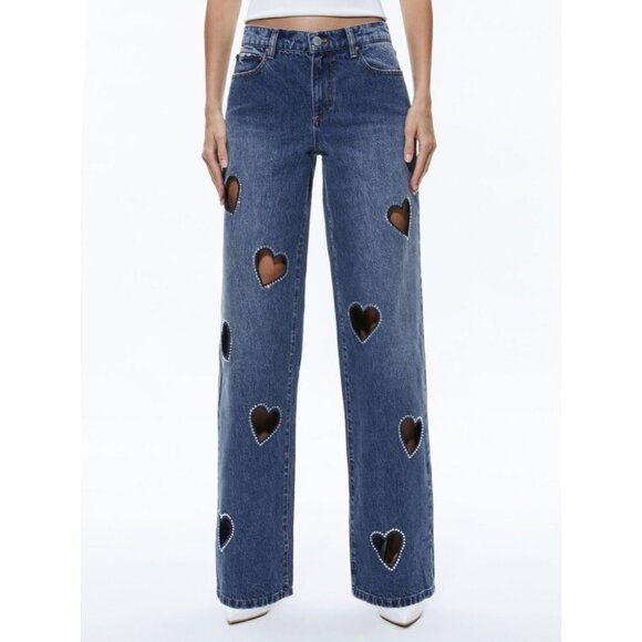 Alice + Olivia Denim - Alice + Olivia Karrie Embellished Heart Jeans 26 $550